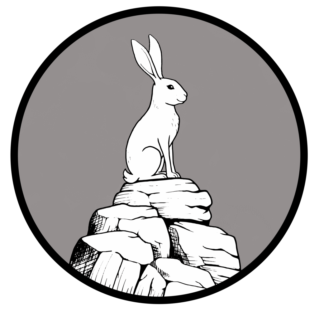A white hare on a tor.