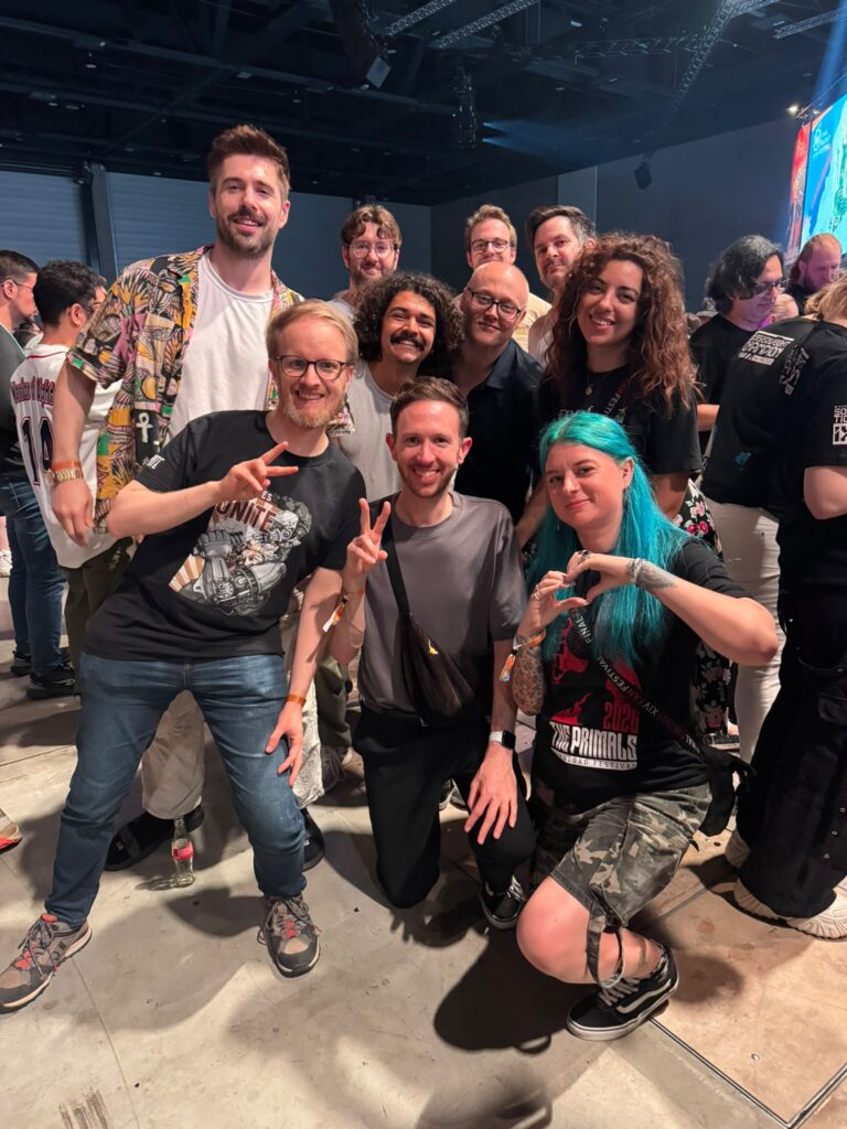 Meg Pelliccio with other journalists at Final Fantasy XIV Fan Festival in Berlin.